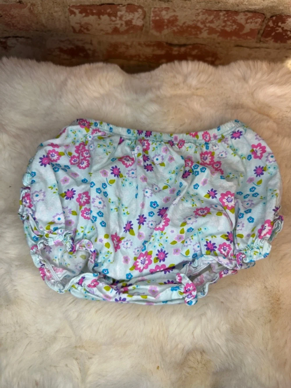 Ruffle Butts Floral Ruffle Diaper Cover in Pink, Blue and Green